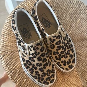 Vans Leopard Print Slip-On Sneakers - Tan & Black